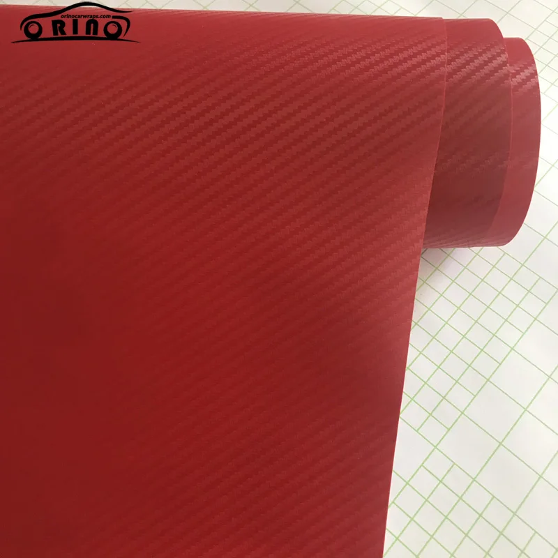 Red 3D Carbon Fiber Vinyl Film Wrap-3