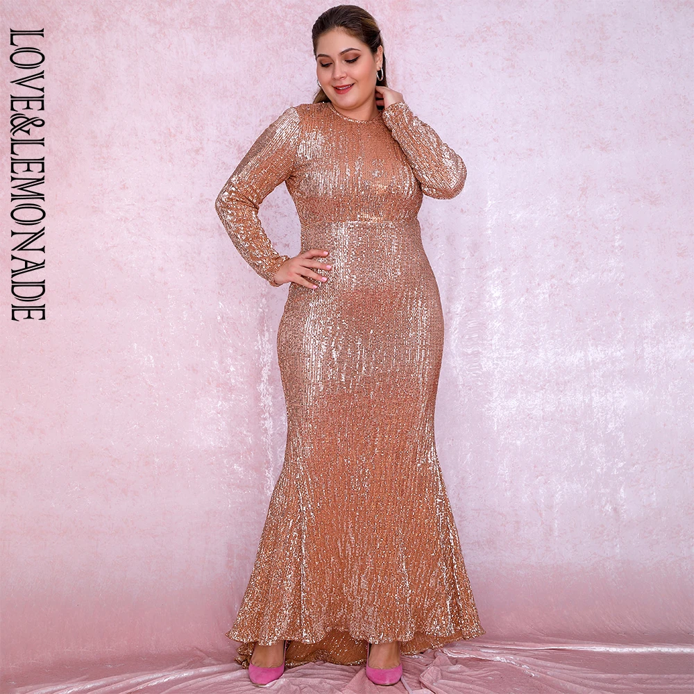 rose gold sequin fishtail dress