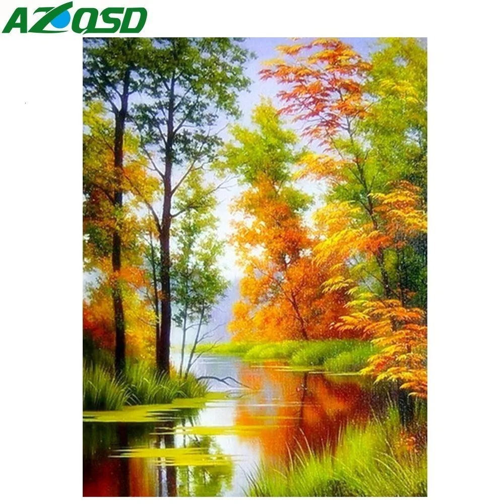 AZQSD Алмазная вышивка распродажа осенний живописный DIY домашний декор алмазная живопись мозаика Вышивка крестом пейзаж подарок ручной работы