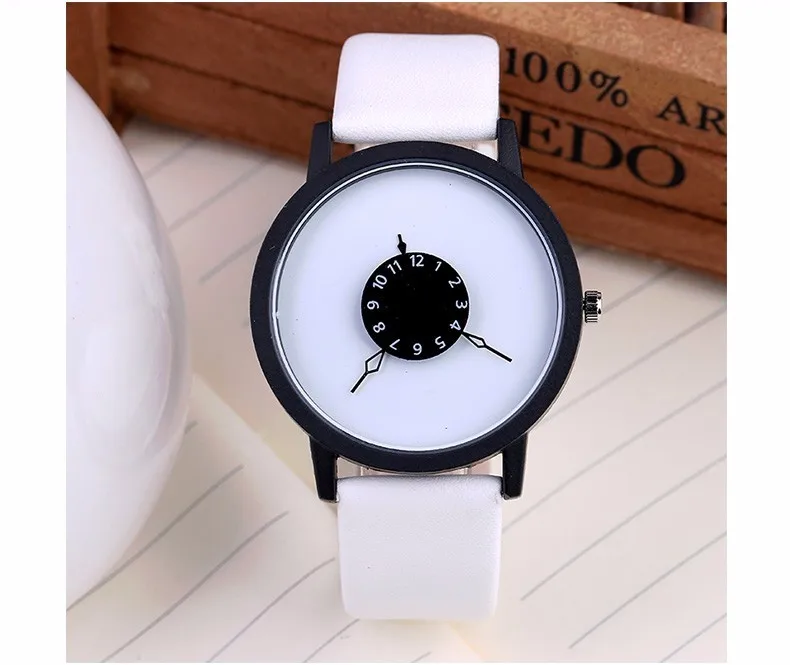 Креативные женские часы Мужские кварцевые часы бренд Уникальный циферблат дизайн минималистичные влюбленные часы кожаные Наручные Часы relogio feminino
