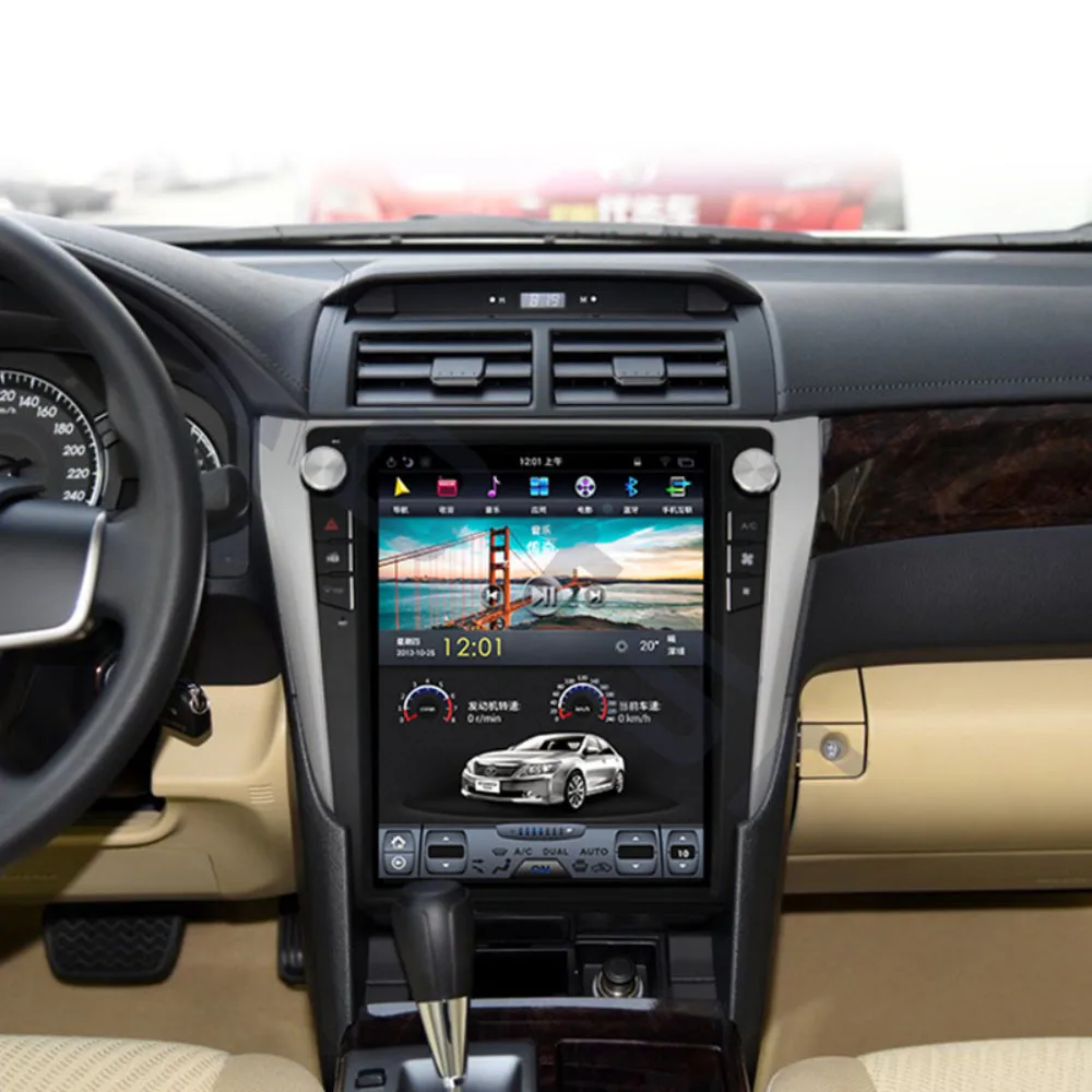 Perfect PX6 4GB RAM Tesla style Android 9.0 Car GPS Navigation For TOYOTA Camry 2012-2016 head unit multimedia Auto radio tape recorder 1