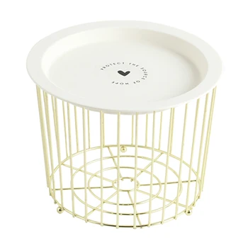 

Hot Wrought Iron Snacks Fruit Snacks Storage Basket Organizer With Cover Art Candy Dessert Kitchen Storage Basket - Golden/Black