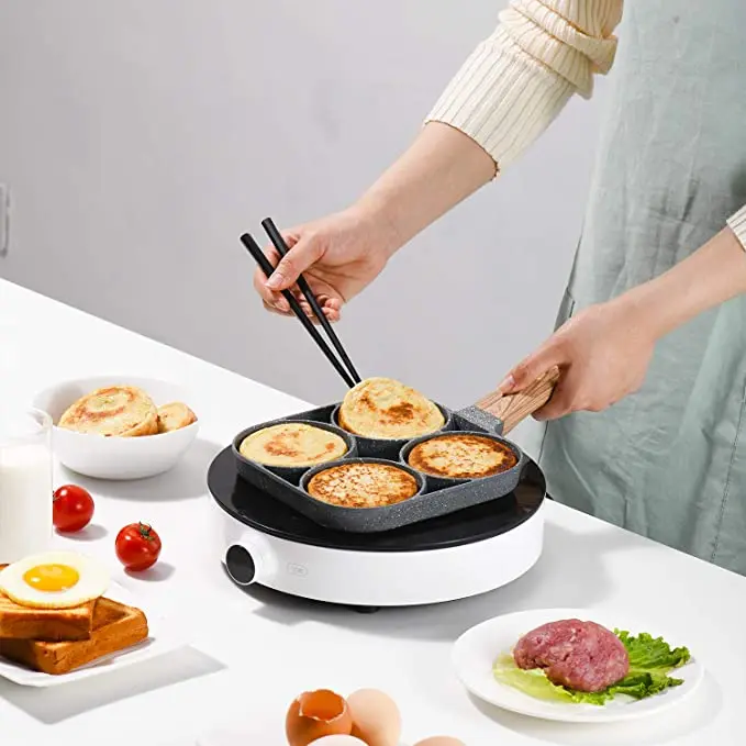 

Four-hole Frying Pot Pan Omelet Pan Non-stick Egg Pancake Steak Pan compatible with all heat sources Breakfast Maker Cookware