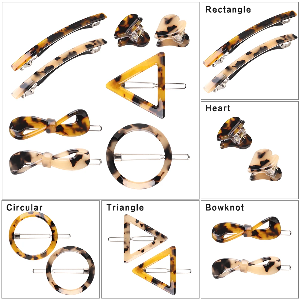 1 шт. янтарные акриловые заколки для волос геометрические круглые треугольные шпильки леопардовая заколка в форме сердца аксессуары для укладки волос