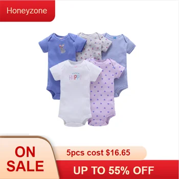 

Honeyzone 5PCS/Lot Baby Girls Clothes Set Body bebe Cotton Cartoon Print Newborn Baby Boy Clothing Outfits Infant Jumpsuit 6-24M