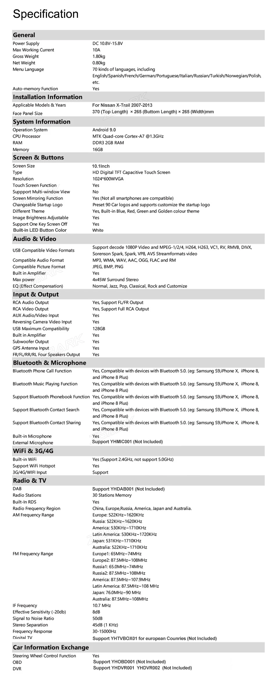 Discount Android 9.0 RAM 2GB  10.1 inch 2 Din Car  Radio stereo multi Player GPS Navi for Nissan X-Trail T32 T31  2007  - 2013 YHTK0223 13