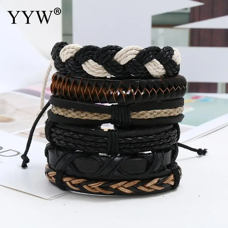 6 нитей/набор, искусственный браслет для мужчин/женщин, многослойный, модный, ручной работы, вязаный, Femlae, мужской браслет, веревка, обёрточная бумага, браслеты и браслеты