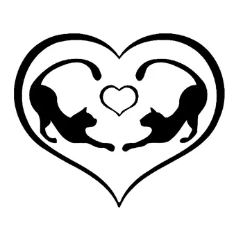 

15.4cm*12.7cm Romantic Love Heart Cat Stickers Decals Cute And Interesting Fashion Sticker Decals