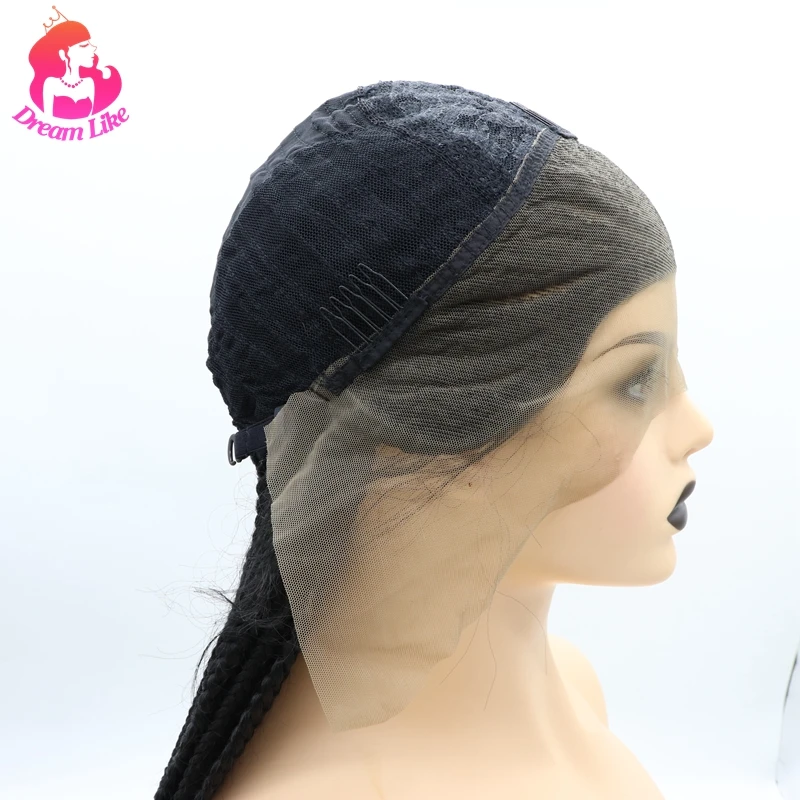 Dianteiras do Laço para o Cabelo Sintético para Mulheres Caixa de Trança Resistente ao Calor Longas do Laço Dream Como Perucas Trançadas Negras Peruca Pretas 8 caixa de trança peruca resistente ao calor perucas pretas longas do laço