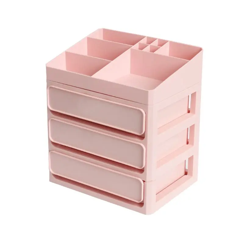 DIY Многослойные Пластиковые ящики Макияж Контейнер Органайзер чехол Коробка для хранения ювелирных изделий косметические офисные коробки D5BD - Цвет: -PK4