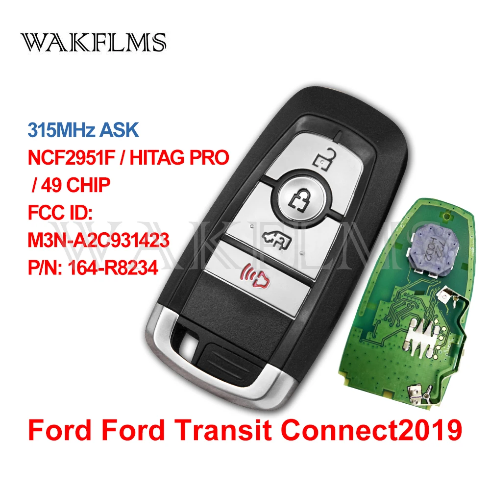Smart car key For Ford Transit Connect 2019 2020 M3N-A2C931423 164-R8234 315MHz ASK NCF2951F / HITAG PRO 49 CHIP | Автомобили и