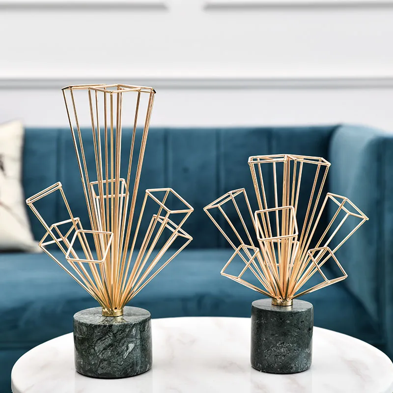 Modern Creative Gold Geometric Metal Diamond Shape Statue Home Decor Crafts Room Decor Objects Office Green Marble Figurines Statues Sculptures Aliexpress