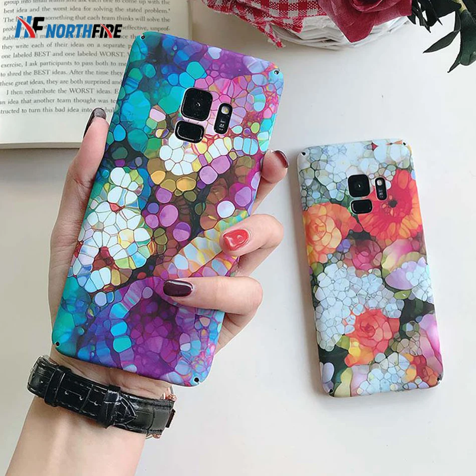 

NORTHFIRE Colorful Flower Fish Scales Case For Samsung Galaxy S9/S8 Plus S7 Edge Note 8/9 Marble Floral Back Cover Coque Fundas