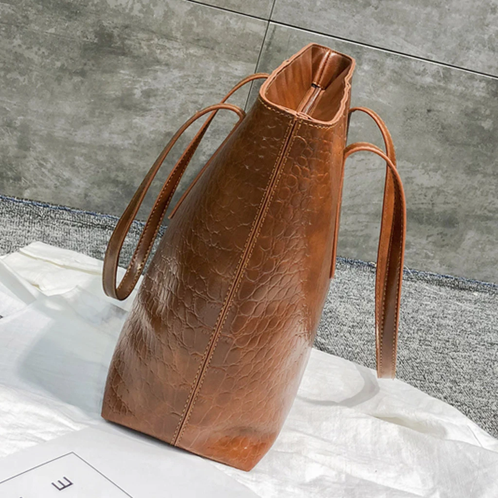 High-Quality Luxury Crocodile Handbag Women Retro Leisure Large Shoulder Bag Female Causal Totes Simple Shopping Handbag 904