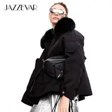 JAZZEVAR Зимнее новое поступление зимнее пальто для женщин с меховым воротником свободная одежда верхняя одежда высокое качество зимняя одежда для женщин K9033