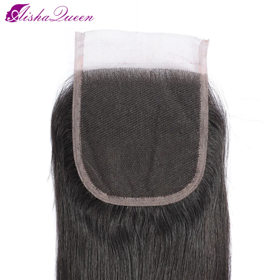 Aisha Queen Hair Brazilian Straight Hair Closure Free Part Swiss Lace Closure Natural Color Non-Remy Hair Weave images - 6