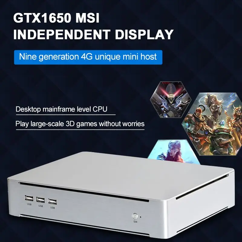 MINI Juegos de PC Intel Core i3 9100F GTX1650 4G tarjeta de gráficos 2 * DDR4 M.2 MINI PC de escritorio computadora DP HDMl-compatible con DVI