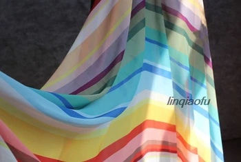 

Romantic rainbow striped chiffon fabric translucent tulle fashion wedding decoration clothing fabric