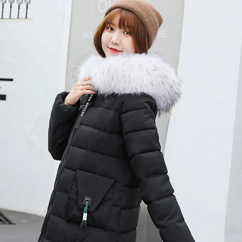 Новинка, Женское зимнее пальто, большой меховой пуховик, хлопковая куртка, женские теплые зимние куртки с капюшоном, женские корейские длинные парки, большие XL-8XL