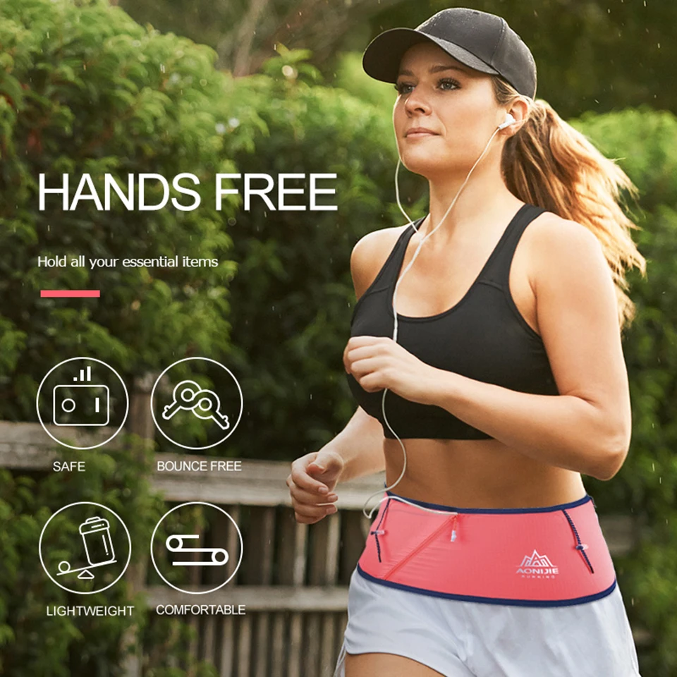 AONIJIE 4-way Stretch Hydration Running Belt Waist Pack Travel Money Bag Trail Marathon Gym Workout Fitness Mobile Phone Holder 6