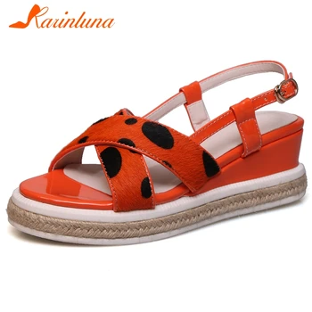

Karinluna New Arrivals High Quality Buckle Strap Summer Sandals Woman Shoes Platform Wedge Heels Shoes Women Sandals