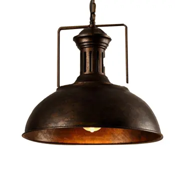 

Vintage Chandelier Cafe Restaurant Chandelier Wrought Iron Pot Lid Chandelier Creative Single Head Chandelier For E27 Screw