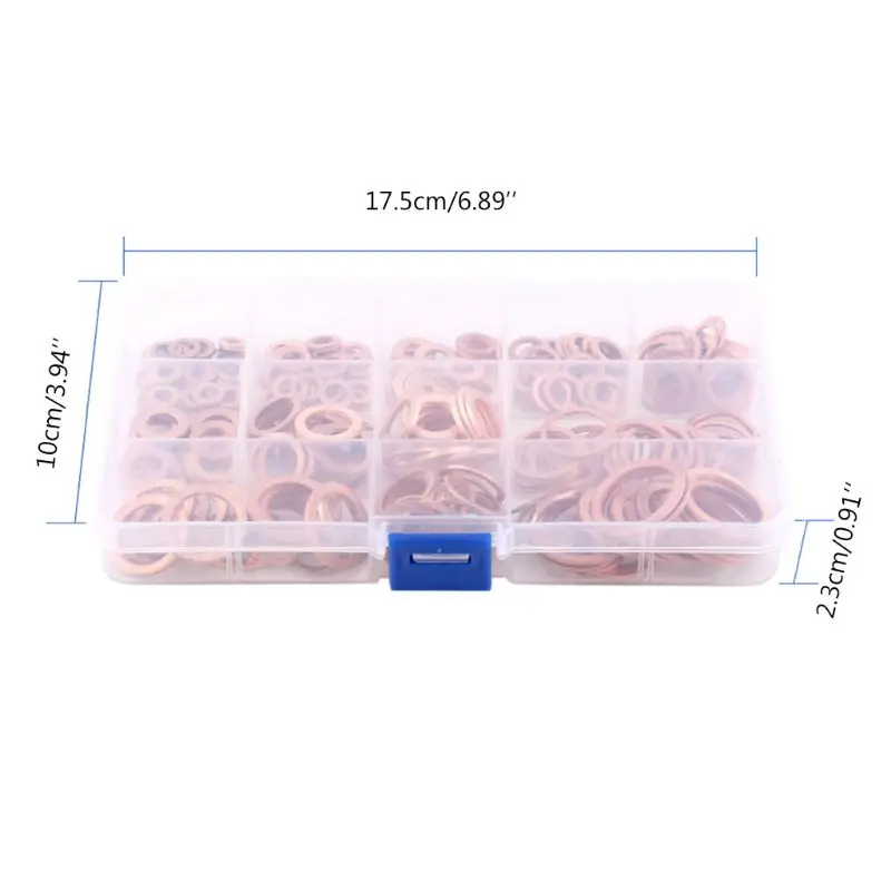 

280pcs M5-M20 Professional Assorted Washer Gasket Set Flat Ring Seal Grease Filling Assortment with Box Hardware Accessories