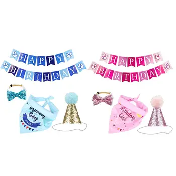 

Dog Birthday Party Supplies Hat Happy Birthday Banner Bandana blingbling Bowtie 425C