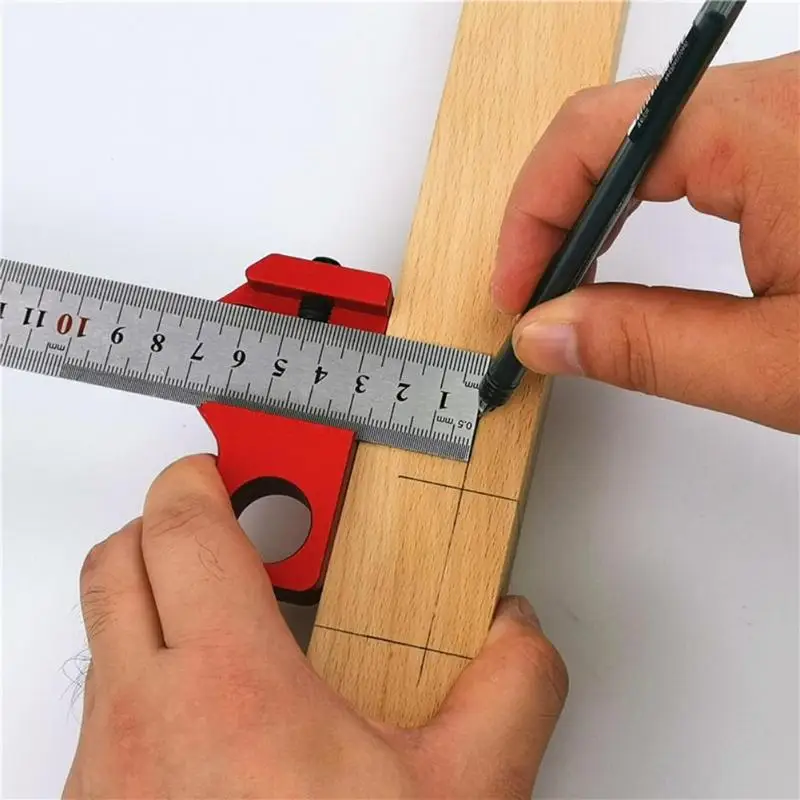 DIY 45/90 градусов деревянный датчик Регулируемый алюминиевый сплав деревообрабатывающий Scriber правый угол линейка измерительные аксессуары