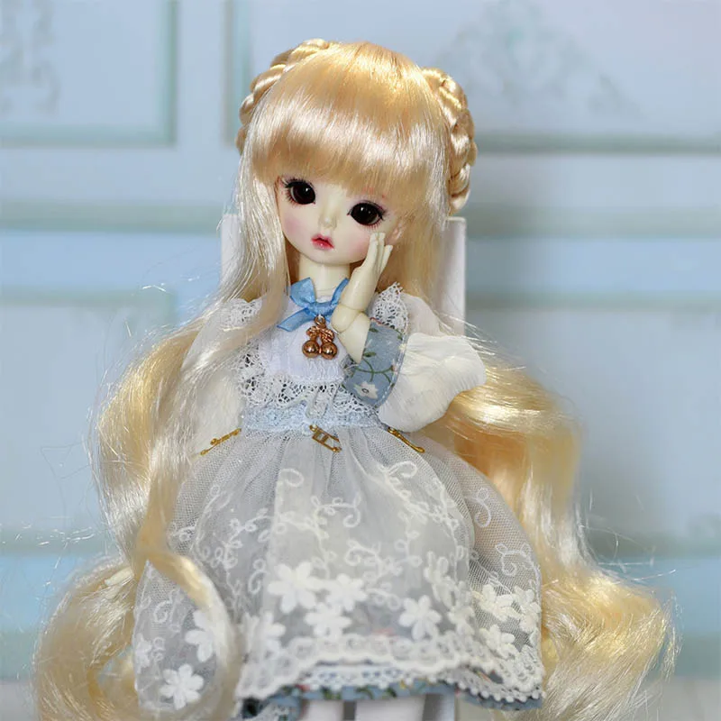 BJD wigs golden curly hair with two braids for 1-3 1-4 1-6 bjd doll accessories | Игрушки и хобби