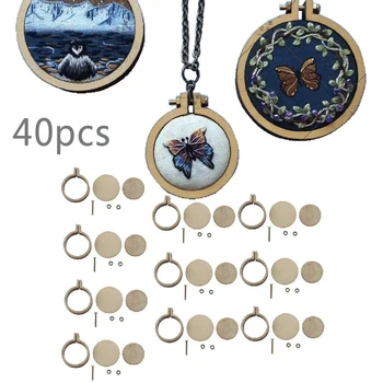 

Arts Embroidery Hoop Ornaments Mini Wood Cross Stitch Frame Pendant Jewelry