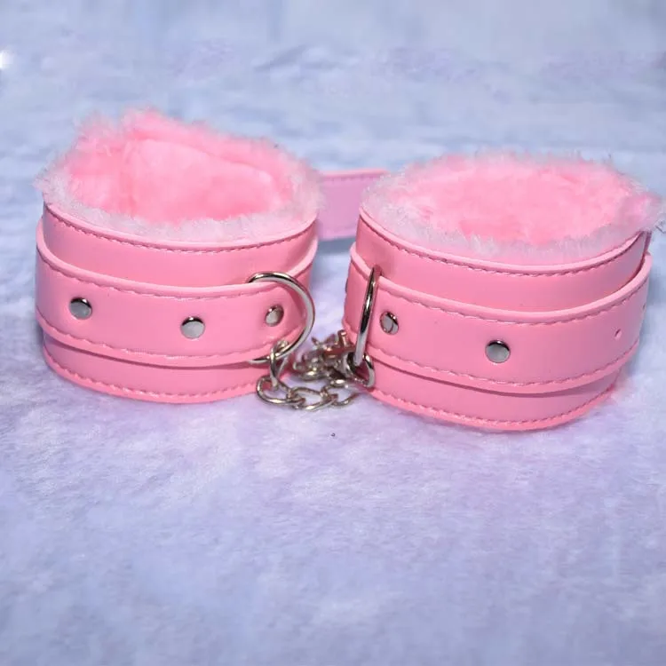 Pink Plush Handcuffs Sexy Aid Alternative Sex Bound Toy Adult Products Sexy Leather Supplies