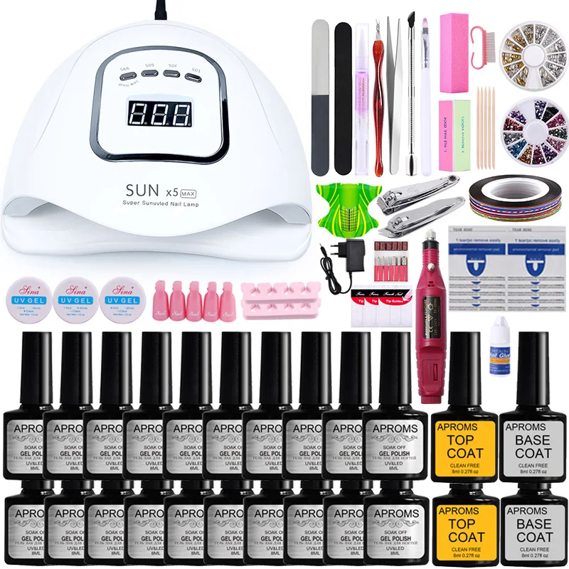 

Manicure Set Nail Set Nail Gel Polish Set Soak Off Electric Nail Drill Machine Nail Kit UV LED Nail Lamp Dryer Nail Salon Kit