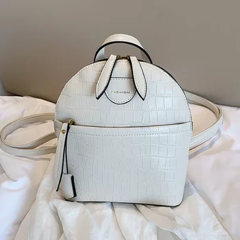 

Fashion Women Backpack High Quality Female Crocodile Pattern Mini Leather Shoulder School Bag for Teenage Girls Mochila Feminina