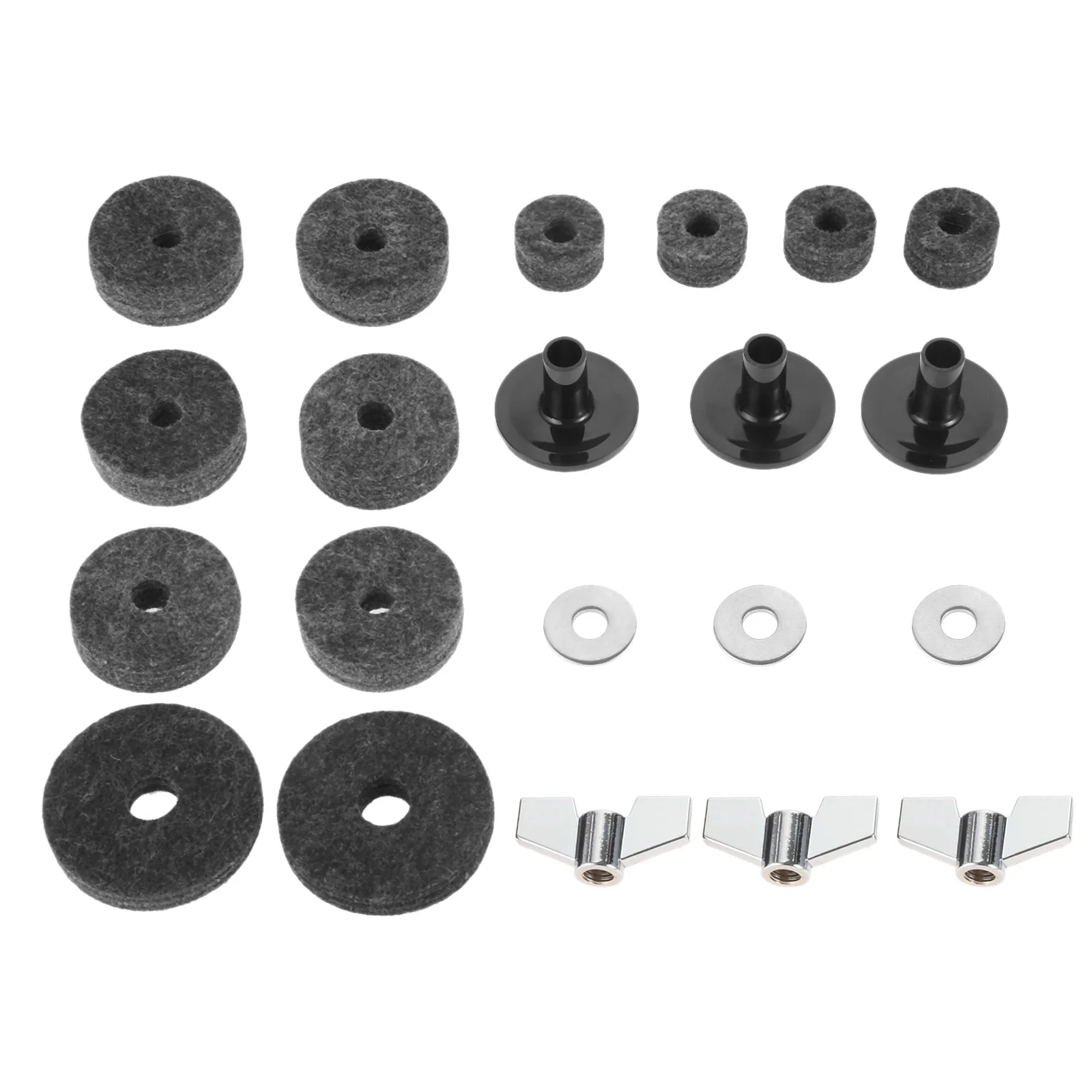 Cymbal Felts Hi-Hat Clutch Felt Hi Hat Cup Felt Cymbal Stand Sleeves with Base Wing Nuts and Washer for Drum Set of 21Pcs