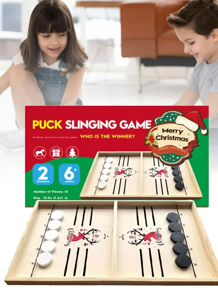 

Santa Christmas Type Table Hockey Game Catapult Chess Parent-child Interactive Toy Fast Sling Puck Board-Game Toys For Children