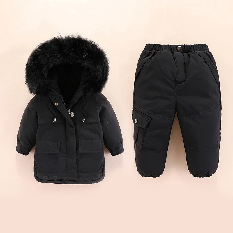 Г., зимние теплые комплекты одежды для детей Детское пальто Одежда для девочек зимний детский лыжный костюм, комплект для мальчиков, куртка-пуховик+ штаны
