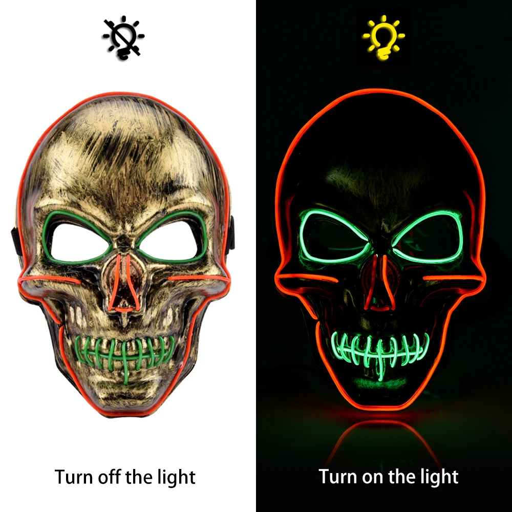 

Halloween LED Mask Light Up Party Masks Glow In Dark Festival Horror Opera Ghost Masks Cosplay Dress Up Costume Supplies