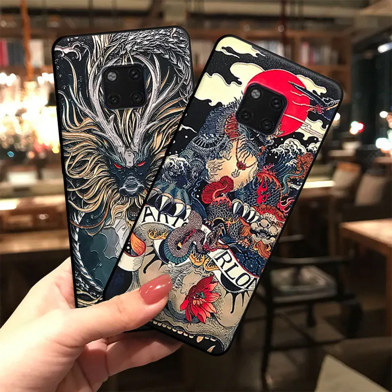 Чехол для Huawei Mate 30 Pro 20 20X 10 9 8 P40 P30 P20 Lite P10 Plus Nova 4e 3e рельефный 3D мягкий чехол с
