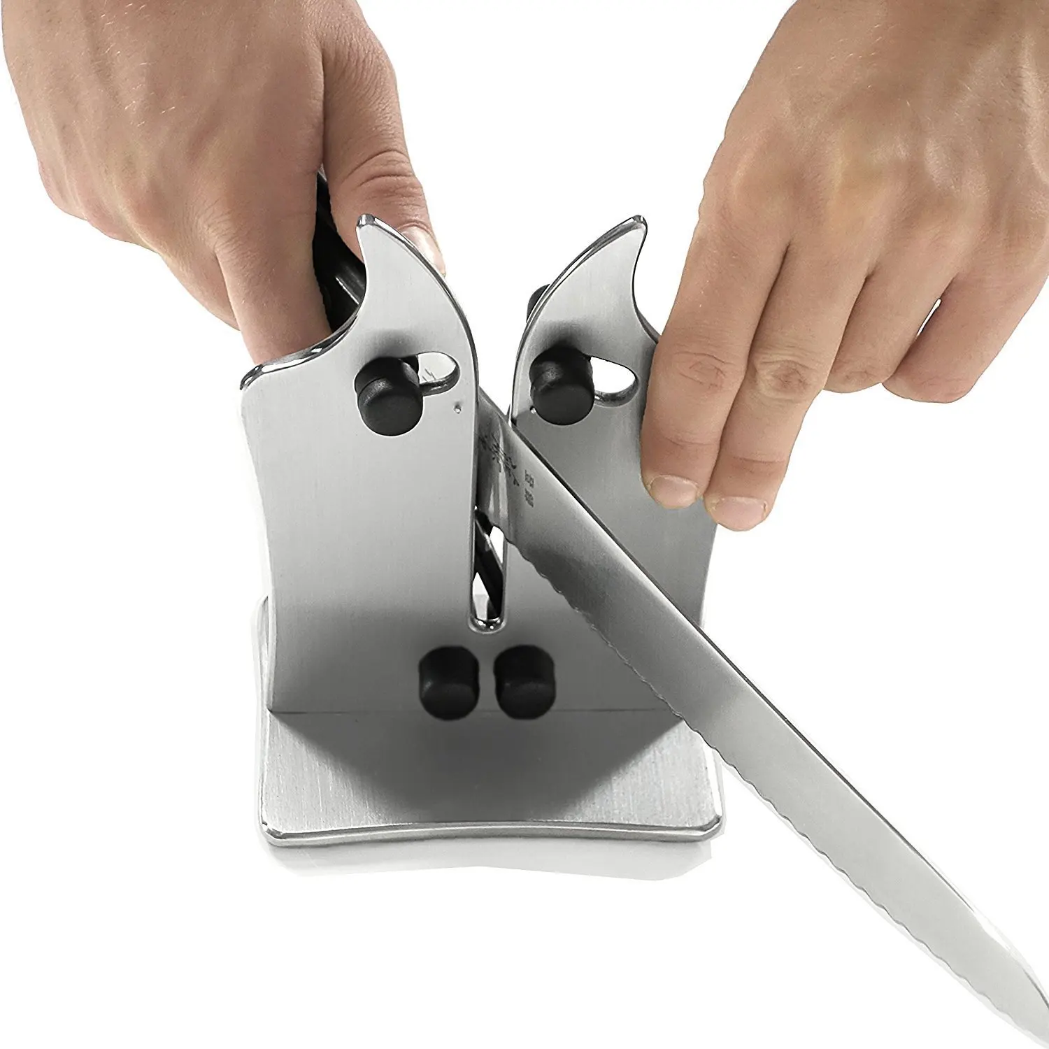 Полностью металлическая скоба точилка полированный зубчатый нож стандартное лезвие кухонный нож заточные Инструменты кухонный