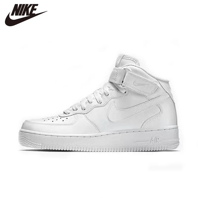

Original Nike men's shoes AIR FORCE 1 AF1 Air Force No. 1 female high help pure white middle shoes 315123-111