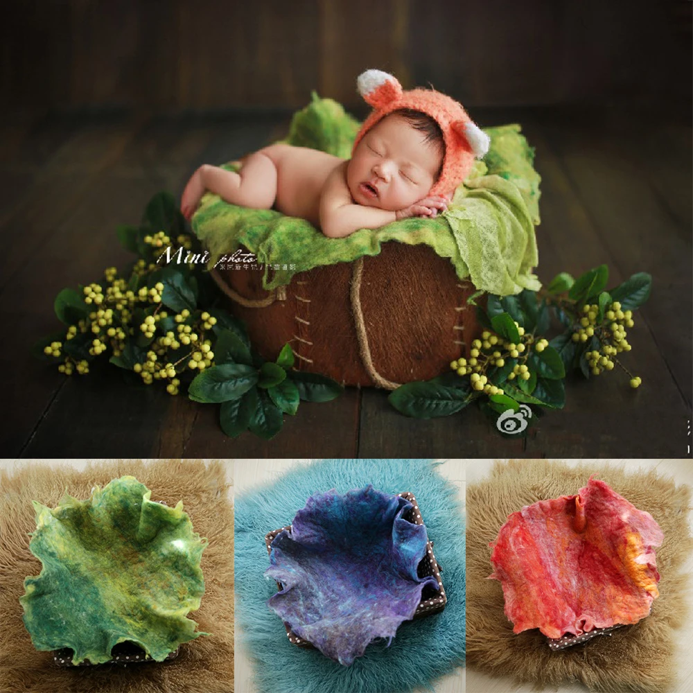 Newborn Photography Props Round Square Wool Melange Blanket For Baby
