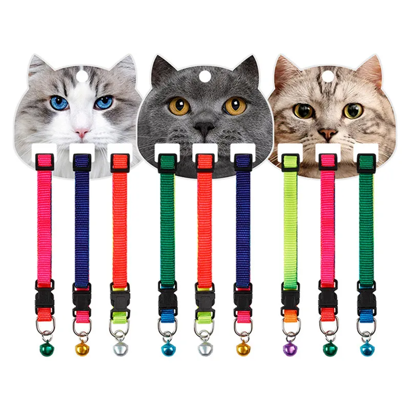 

3PCS Adjustable Soft Nylon Dog Collars Pet Collars with Bells Random Colorful Necklace Collar Little Pet Dog Cat Seatbelt Cotton
