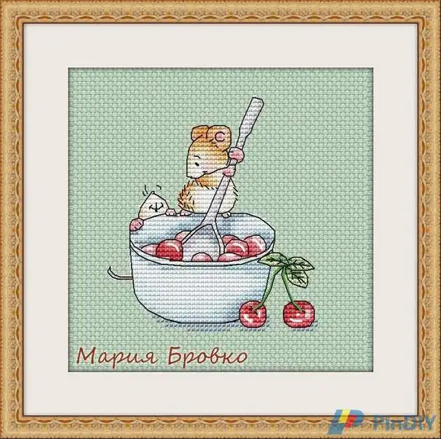 

FF MM Counted Cross Stitch Kit Fan blowing a fan Handmade Needlework For Embroidery 14ct Cross Stitch Rats making jam