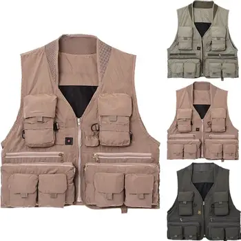 

Men Waterproof Sleeveless Fishing Vest Jacket Outdoor Hiking Hunting Multi Pocket Waistcoat for outdoor fishing hiking hunting