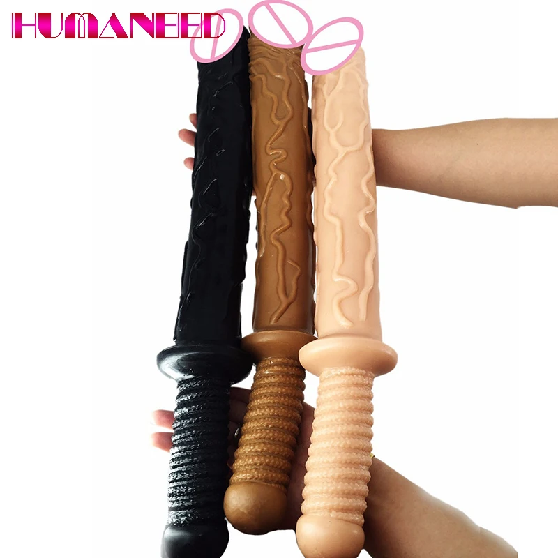Super Long Realistic Dildos With Handle Female Masturbator Big Anal Plug Buttplug Anus Massage Penis Dick Sex Toys For Women Man