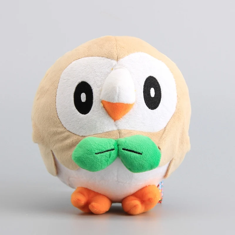 3 шт. 20 см милые мягкие Rowlet& popplio& Litten кошка сова Мягкие животные плюшевые игрушки, детский подарок - Цвет: Серый