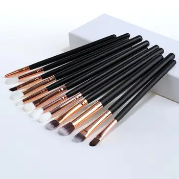 

OTWOO 12Pcs/Set Novice Wooden Handle Makeup Eye Brushes for Eyeshadow Eyeliner