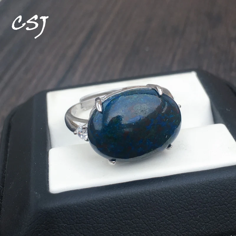 CSJ, натуральные, bluestone, регулируемые кольца, красное серебро 925 пробы, овальная огранка, 13*18 мм, хорошее ювелирное изделие, для женщин, лучший подарок для помолвки