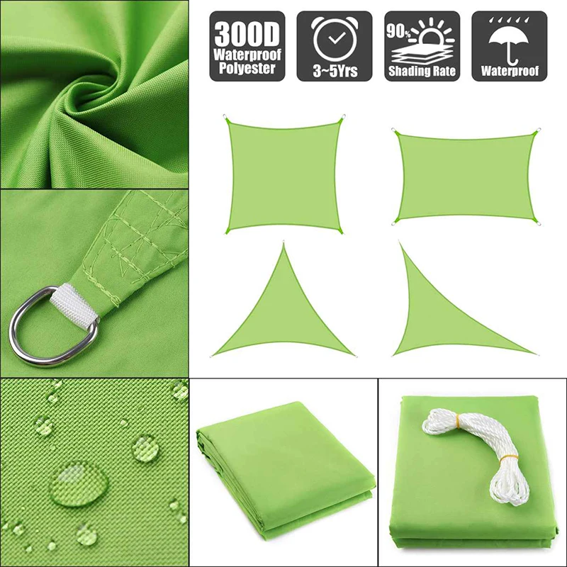 

Green 300D waterproof awning, triangle, rectangle, square awning outdoor awning garden terrace swimming pool awning shade sail